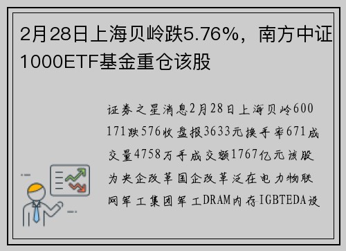 2月28日上海贝岭跌5.76%，南方中证1000ETF基金重仓该股